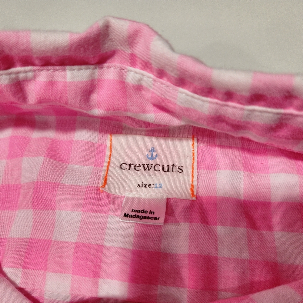 Boys size 12 Crewcuts Gingham Collared Shirt - Picture 4 of 5